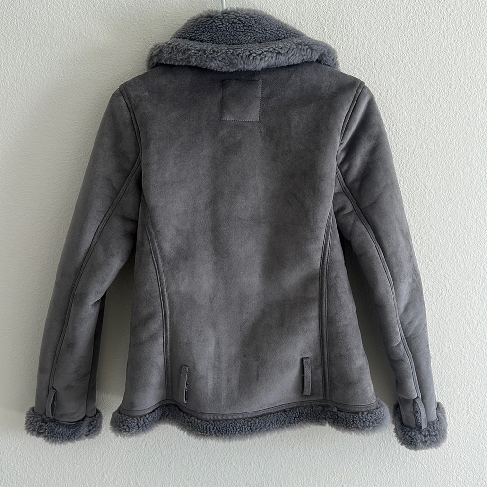 NWT Abercrombie & Fitch Suede Asymmetrical Zip Cozy Jacket - Picture 8 of 11